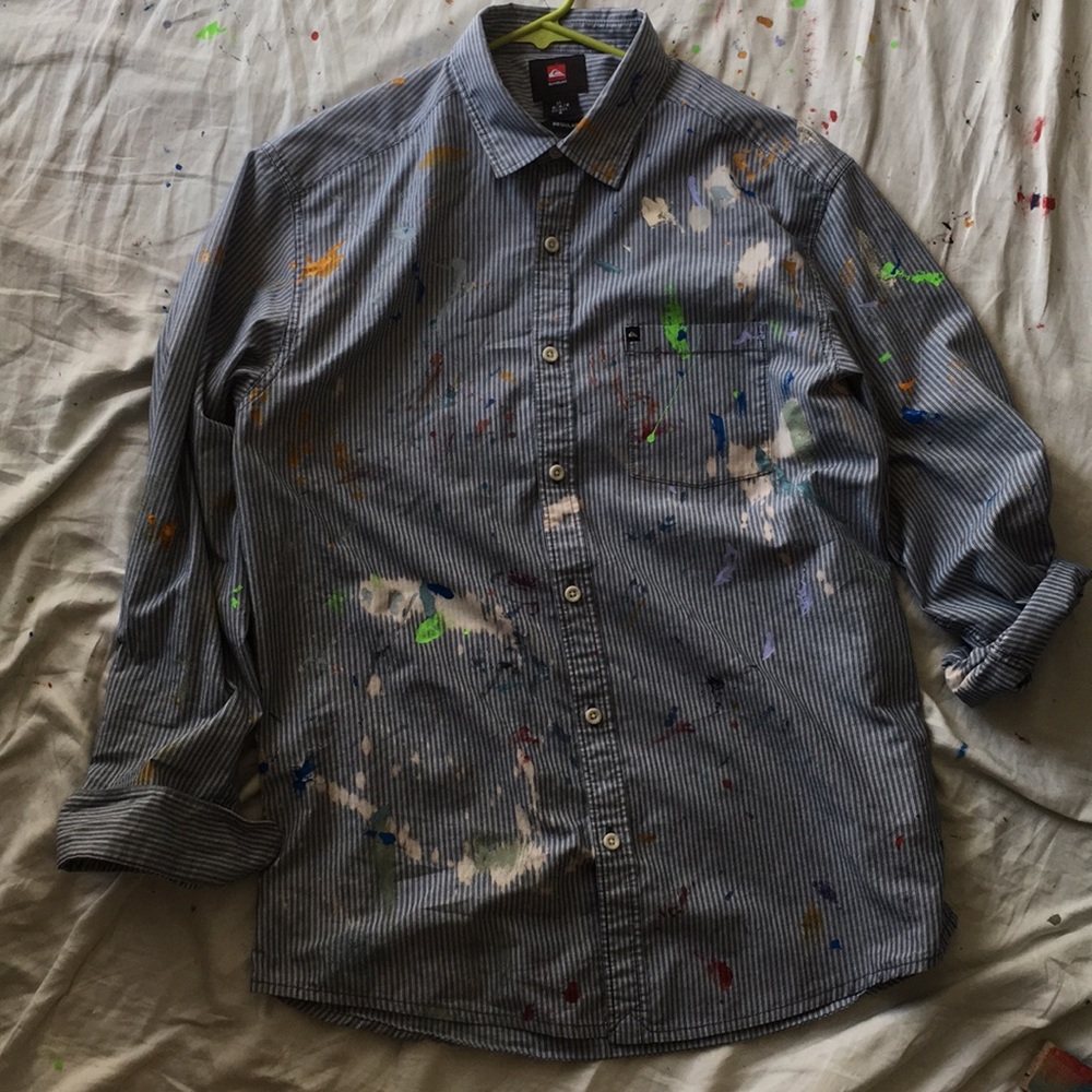 Paint splattered Quicksilver oxford button down